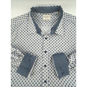 Con.Struct Slim Fit Blue Floral Long Sleeve Stretch Shirt Cuffs Size XXL 2XL EUC
